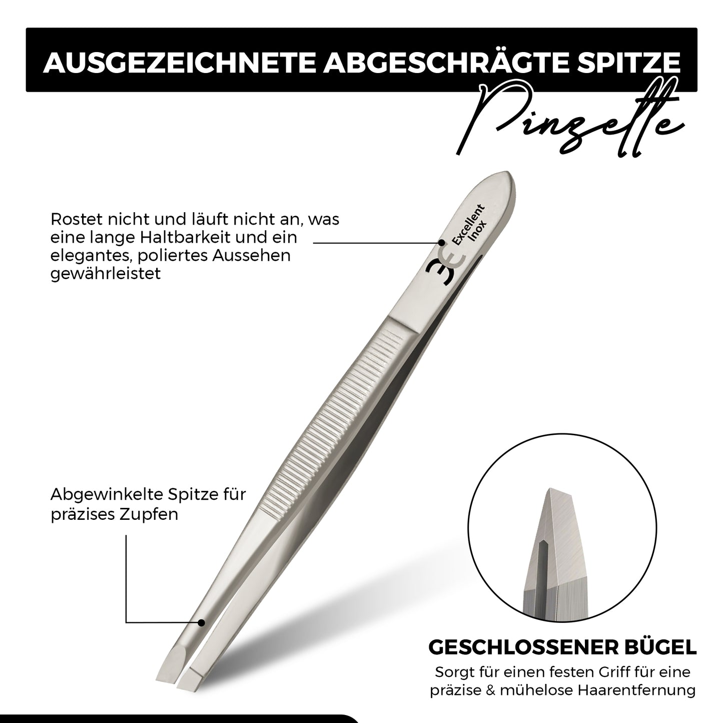 Cilienpinzette - schräge Spitzenform