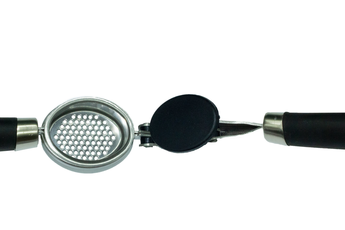 Garlic press with plastic handle