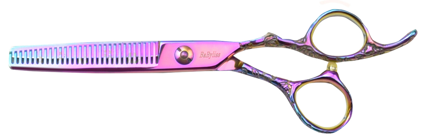 Dog hair scissors with one-sided teeth