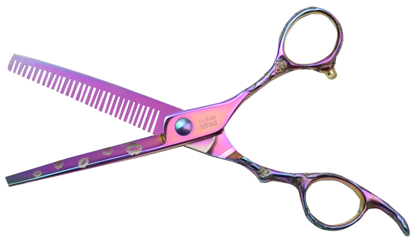 Dog hair scissors with one-sided teeth