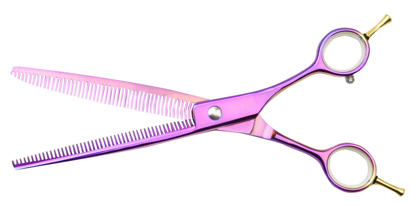 Dog hair scissors with double teeth