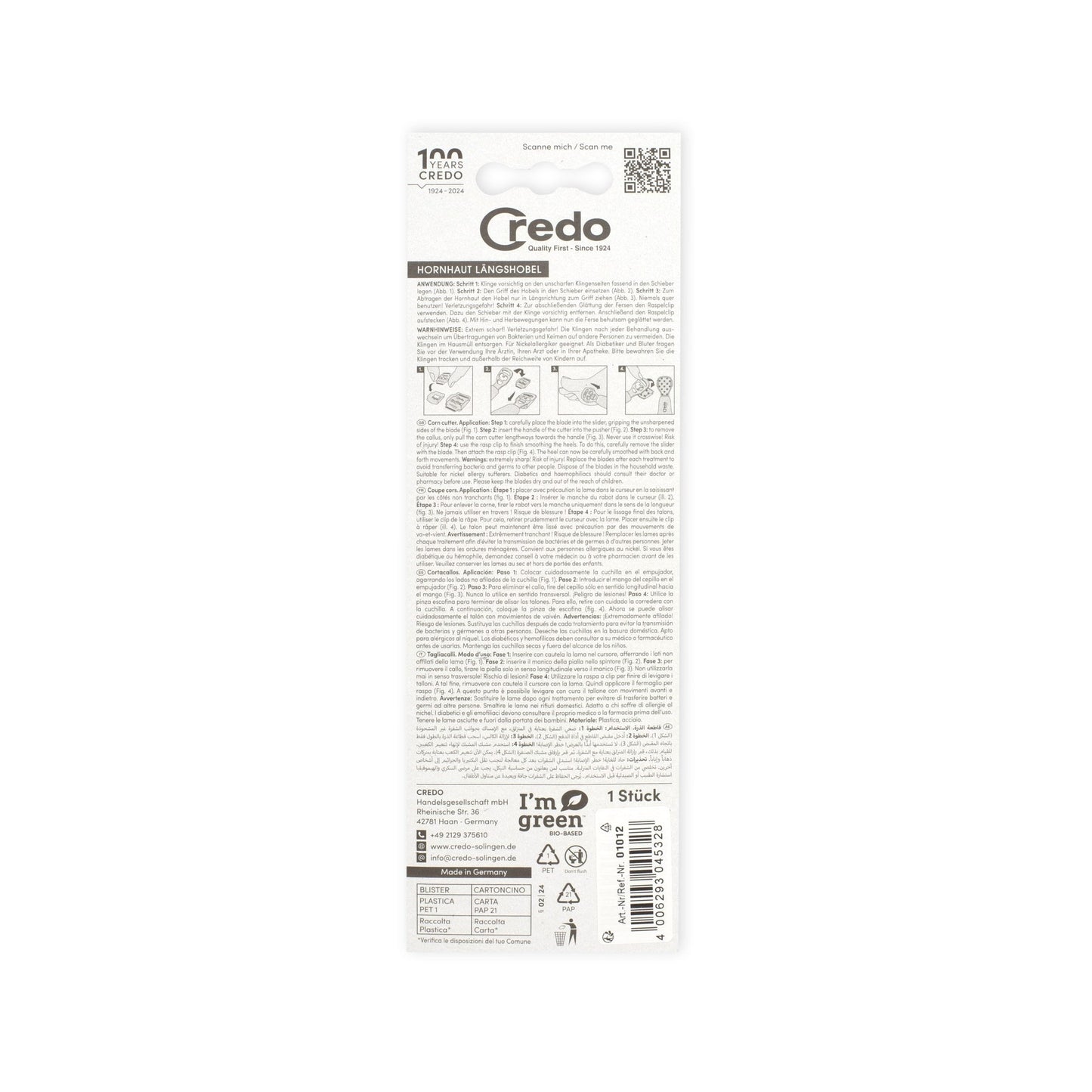 Credo Original Solinger Hornhauthobel - Grün