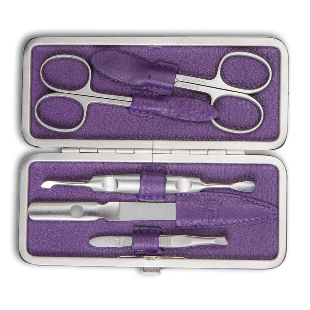 DREITURM 5-teiliges Maniküre-Etui – Qualität aus Solingen - Modell Aubergine - dunkellila