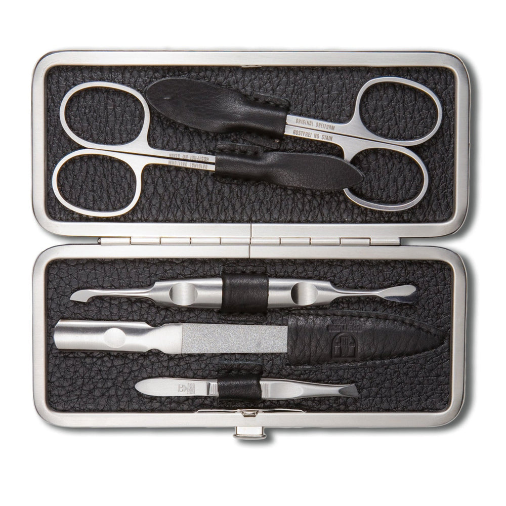 DREITURM 5-teiliges Maniküre-Etui – Qualität aus Solingen - Modell Nero - schwarz