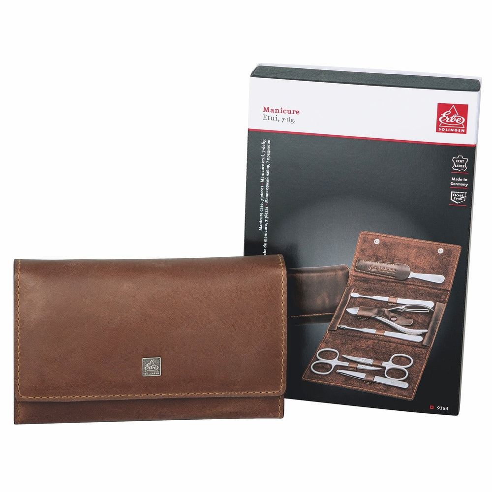 Erbe Manicure Druckknopfetui inox 7-teilig Antik Braun
