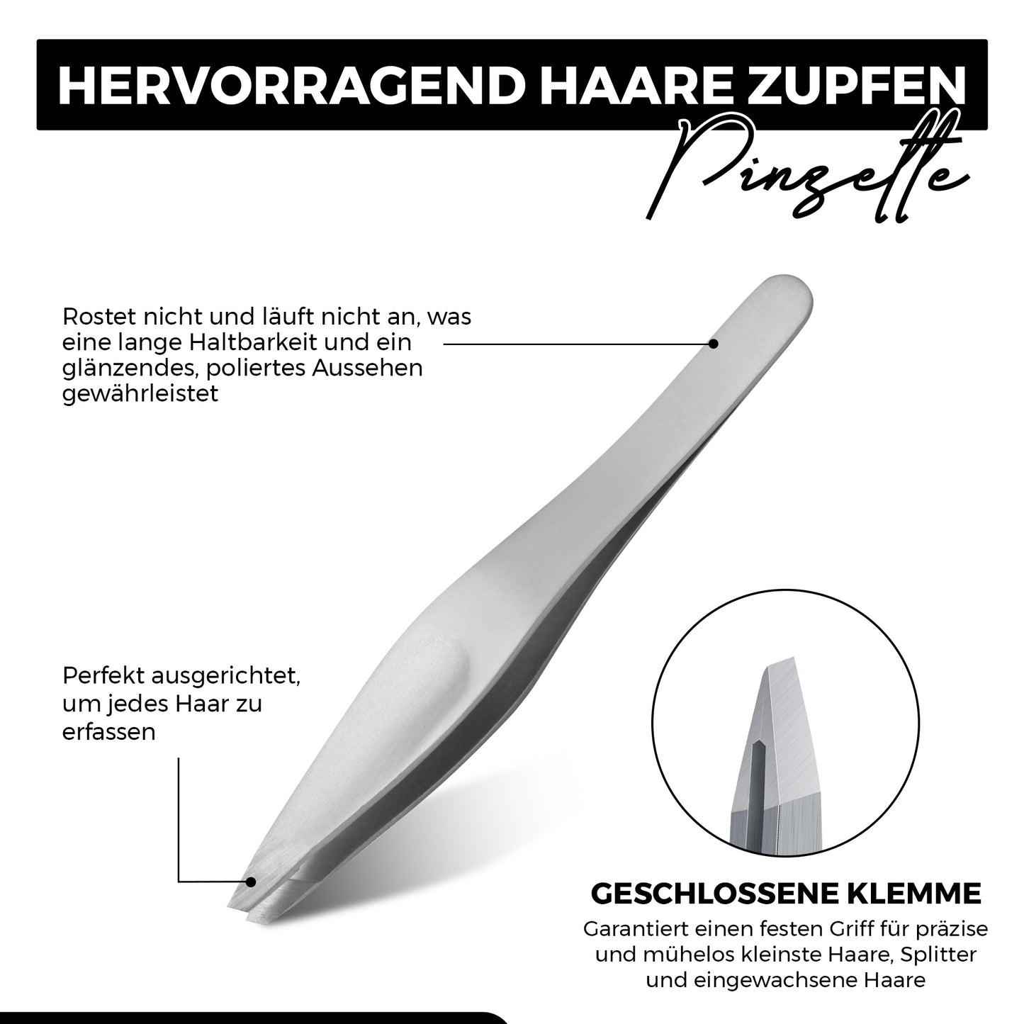 Haarzupf-Pinzette - Spitze schräg