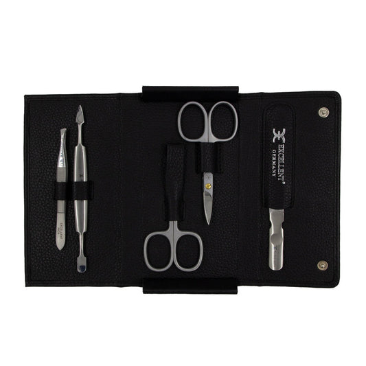 Maniküre-Set im 6-teiligen Etui mit Nagelschere, Nagelhautzange und Feile für die Nagelpflege zu Hause