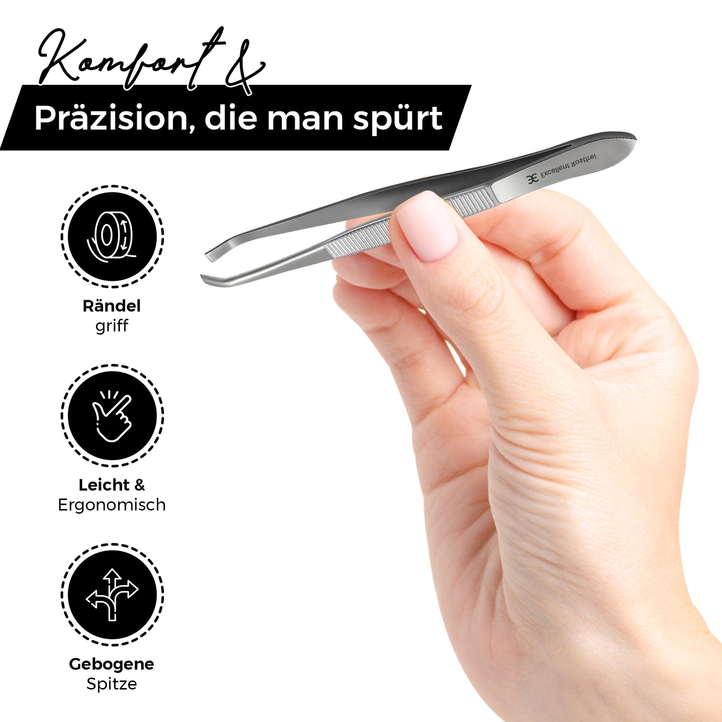 Pinzette - gewinkelte Spitze - gerade