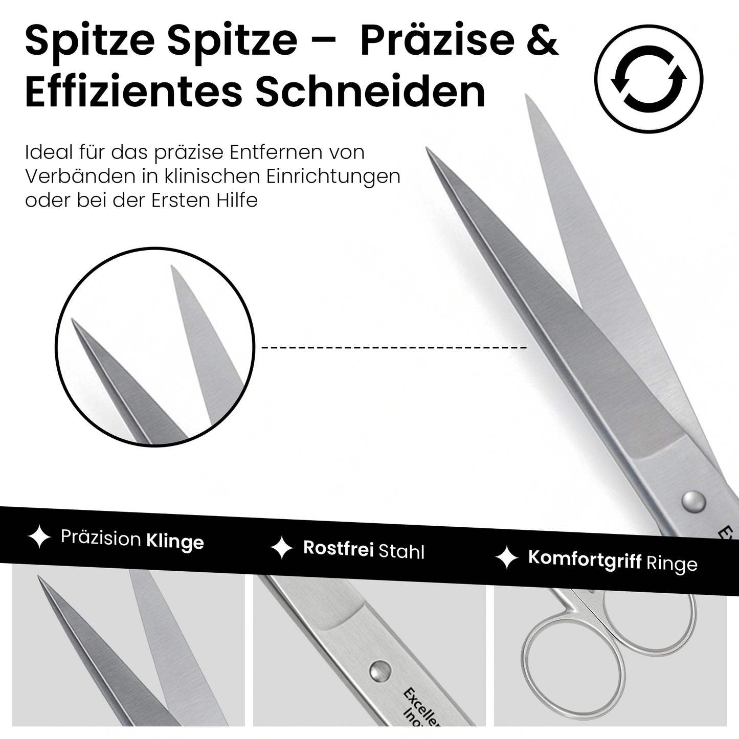 Verbandsschere Schneide spitz