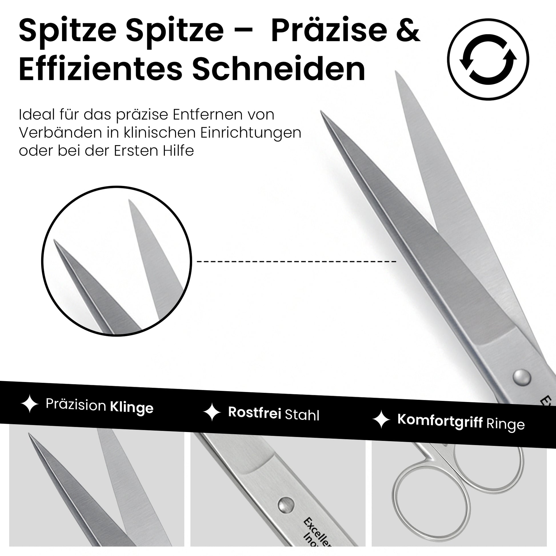 Verbandsschere Schneide spitz