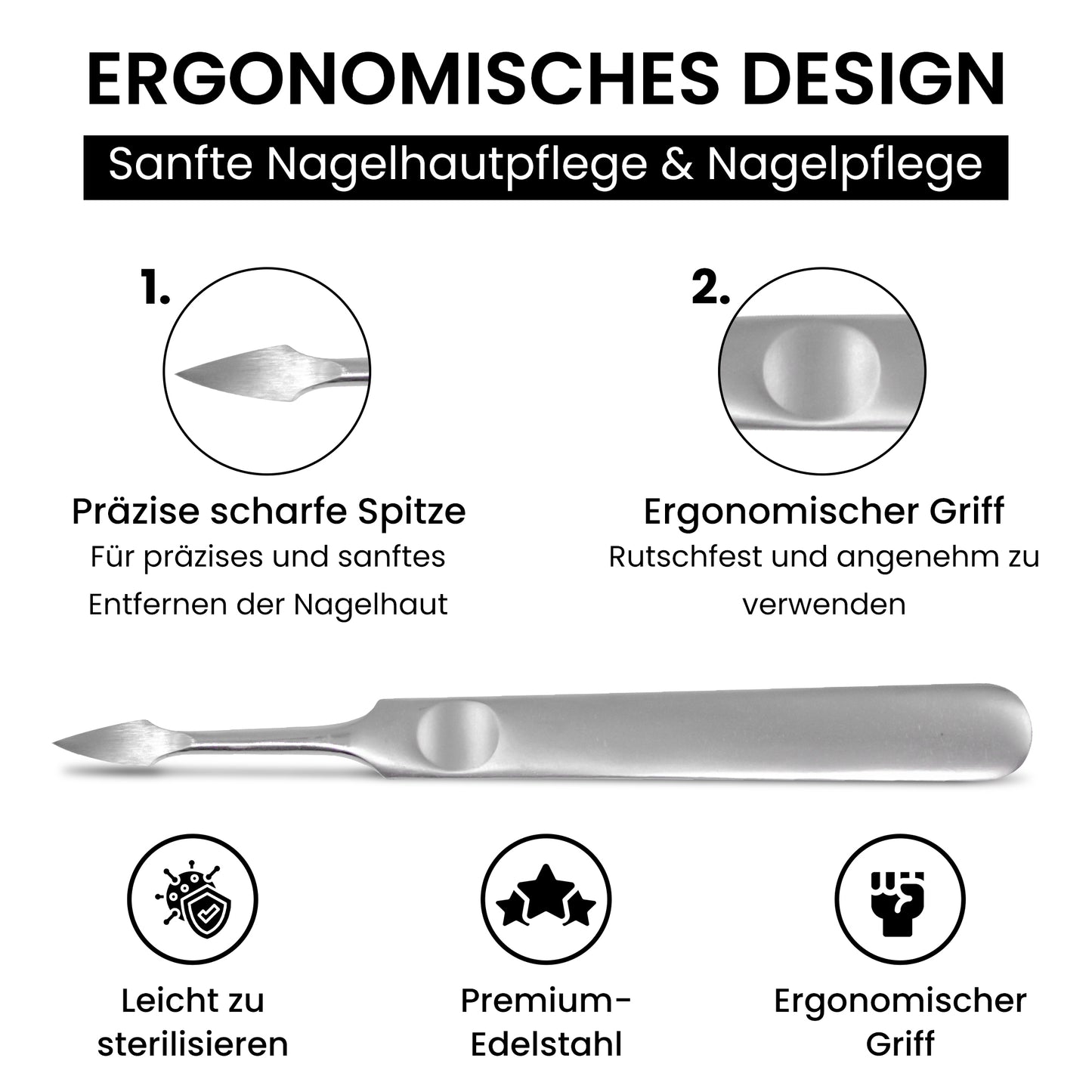 Nagelreiniger aus Edelstahl 12 cm – Präzisions Nagelhautentferner für Maniküre & Pediküre