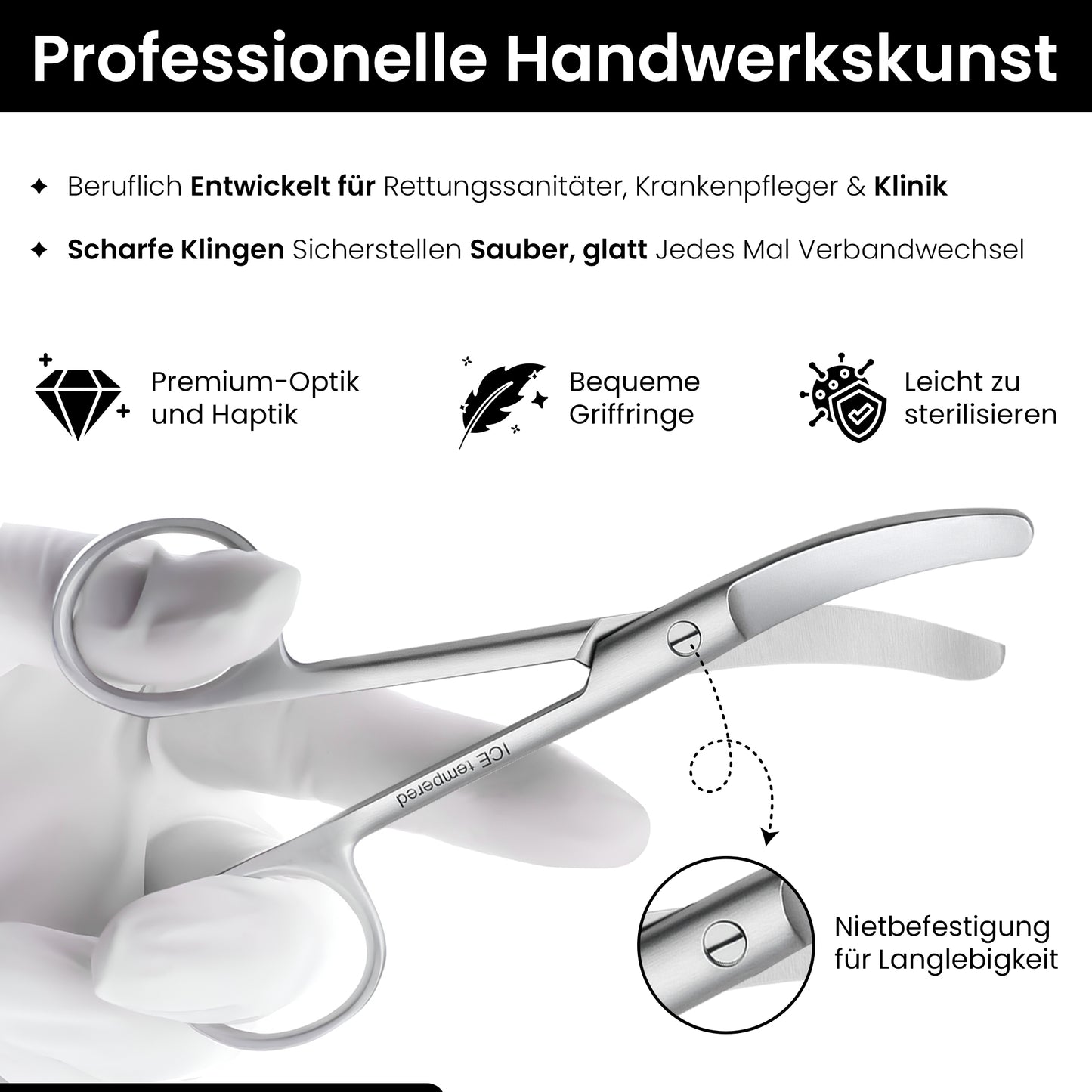 Verbandsschere Schneide gebogen