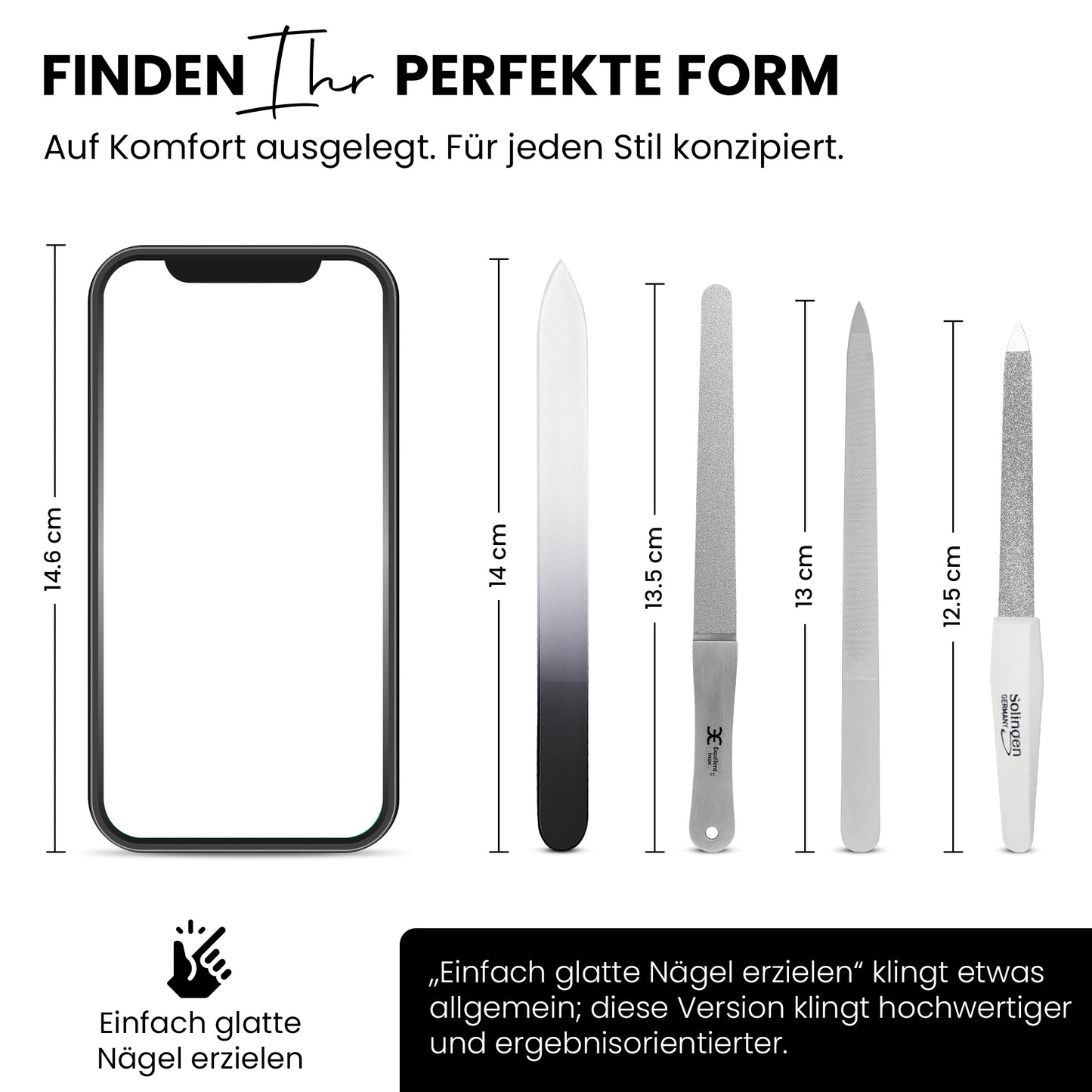 Nagelfeilen Set 4-teilig – Glasfeile, Saphirfeile, Diamantfeile & Edelstahlfeile