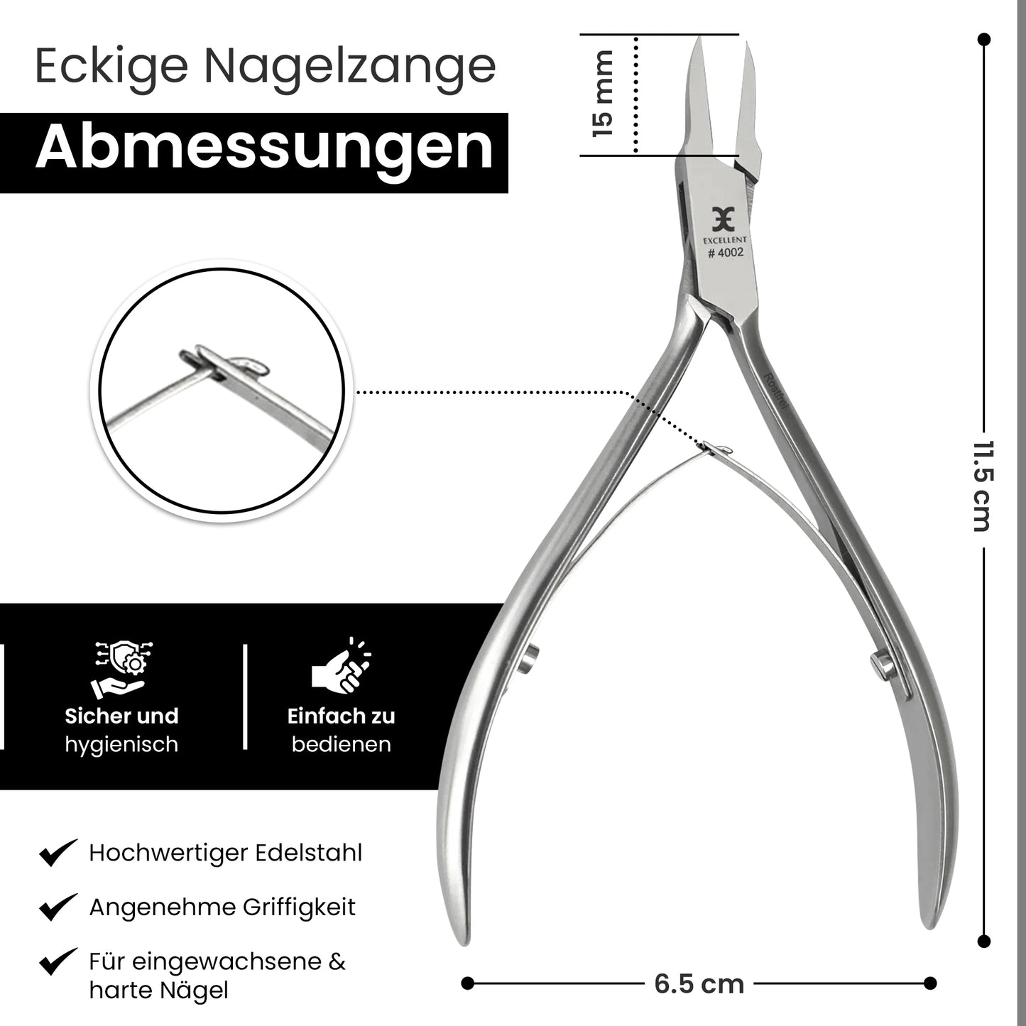 Eckennagelzange - Modell Schneide seitlich verjüngt