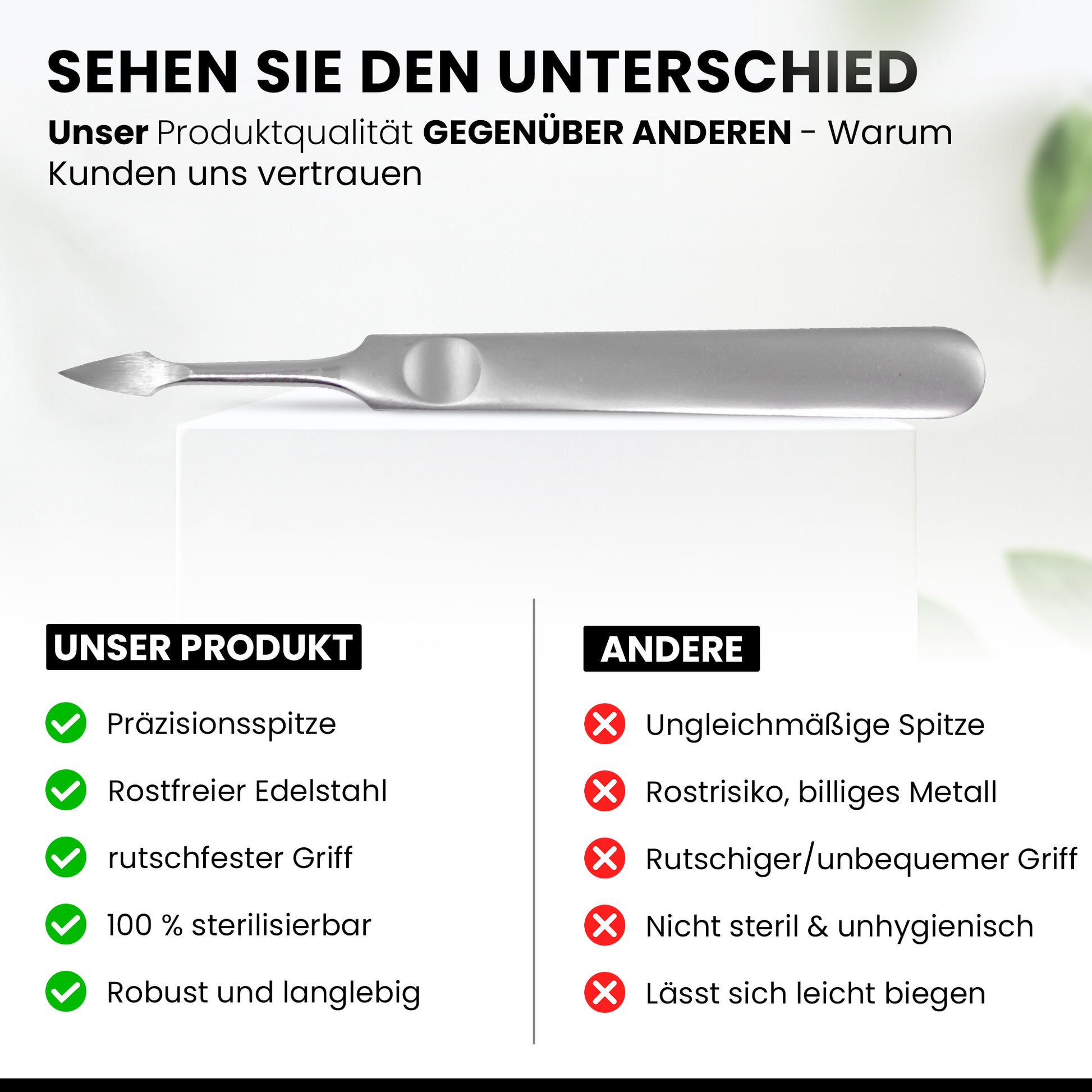 Nagelreiniger aus Edelstahl 12 cm – Präzisions Nagelhautentferner für Maniküre & Pediküre