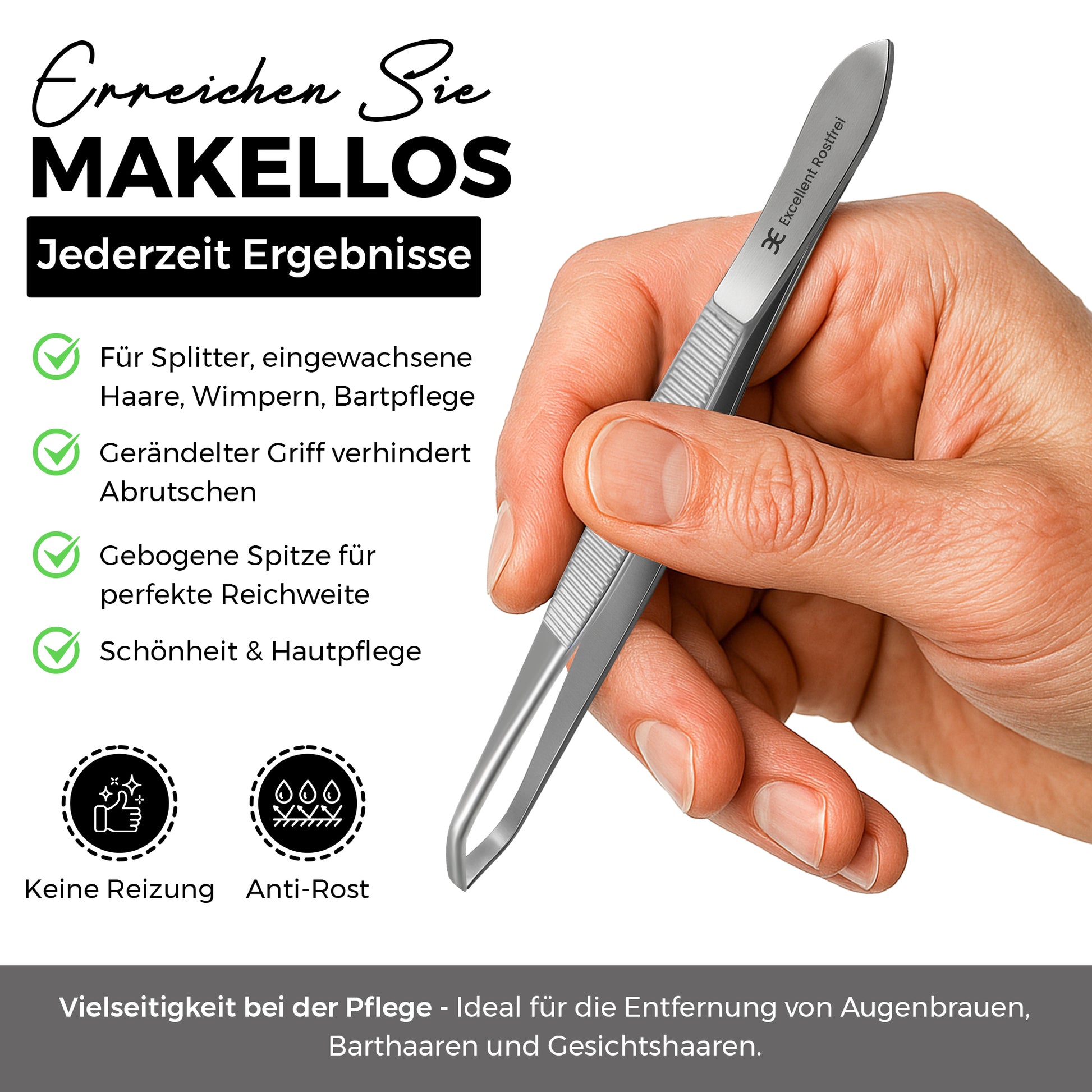 Pinzette - gewinkelte Spitze - gerade