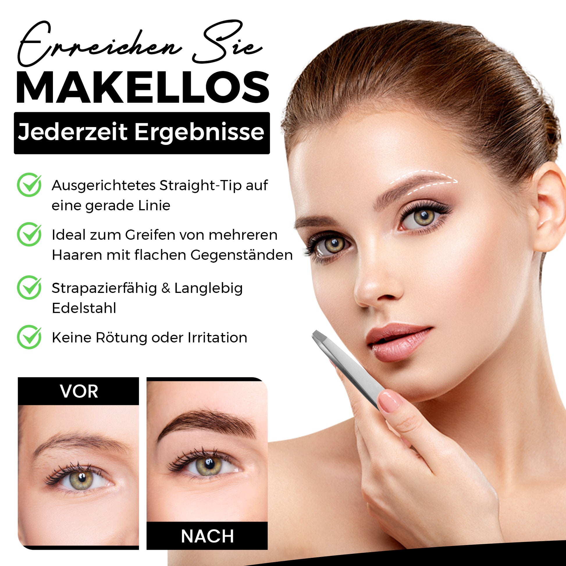 Haar-Pinzette - abgewinkelt gerade Spitze