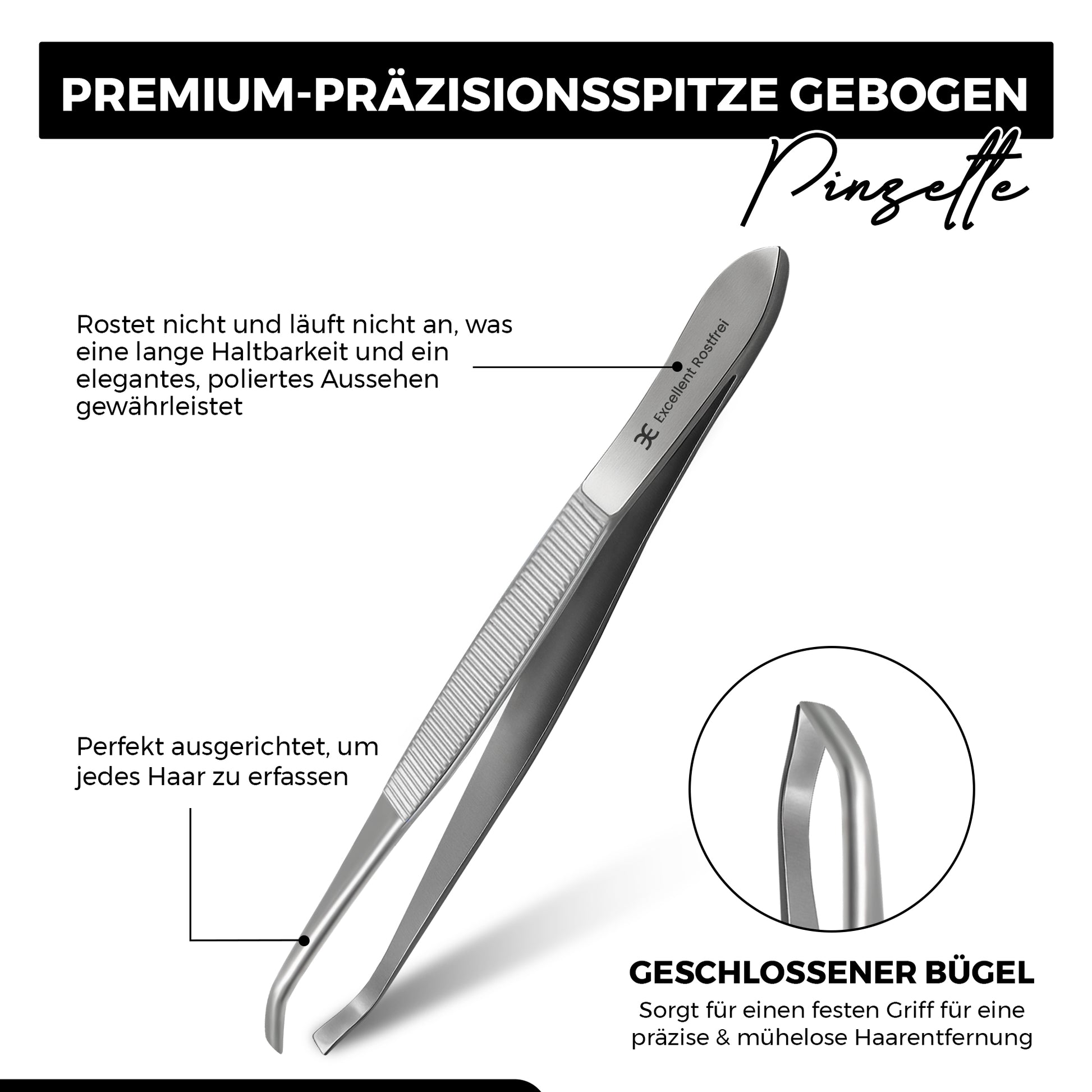 Pinzette - gewinkelte Spitze - gerade