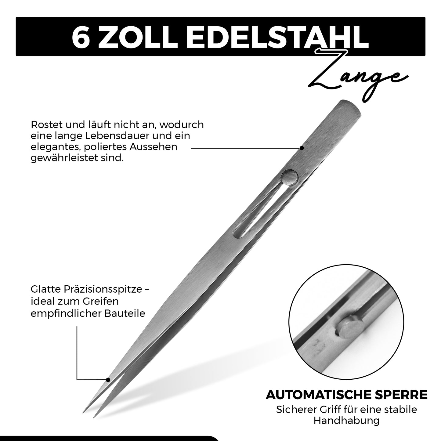 Präzisionspinzette - einstellbare Griffe - mit Automatik-Sperre