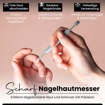 Nagelhautmesser und Nagelhautschieber – 2-in-1 Edelstahl-Tool