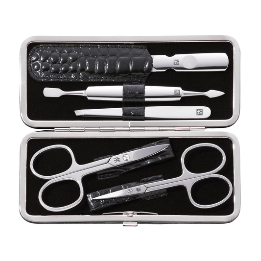 Klassisches Maniküre Set aus Leder Schwarz