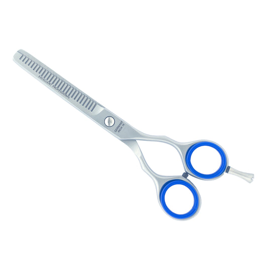 Thinning scissors with double-sided teeth