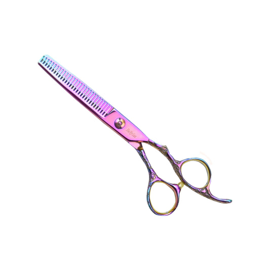 Dog hair scissors with one-sided teeth