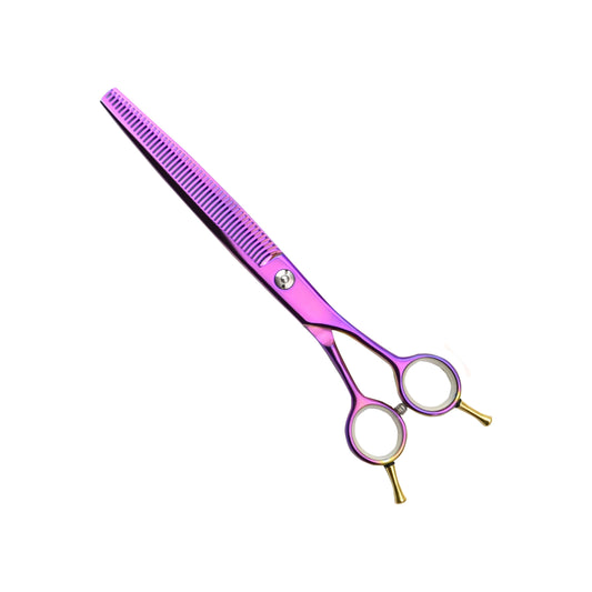 Dog hair scissors with double teeth