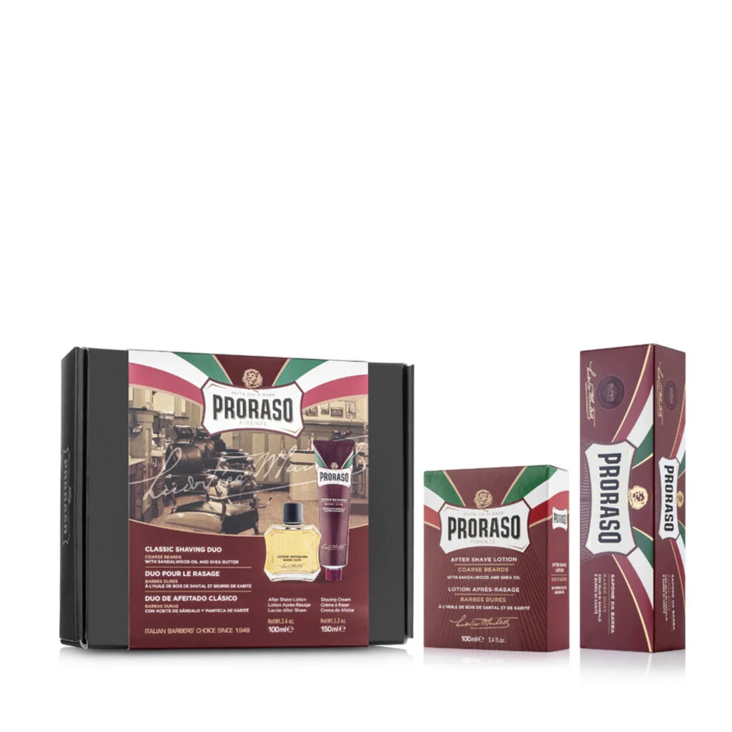 Proraso - Duo Set - Rasiercreme & Aftershave Lotion für harte Bärte
