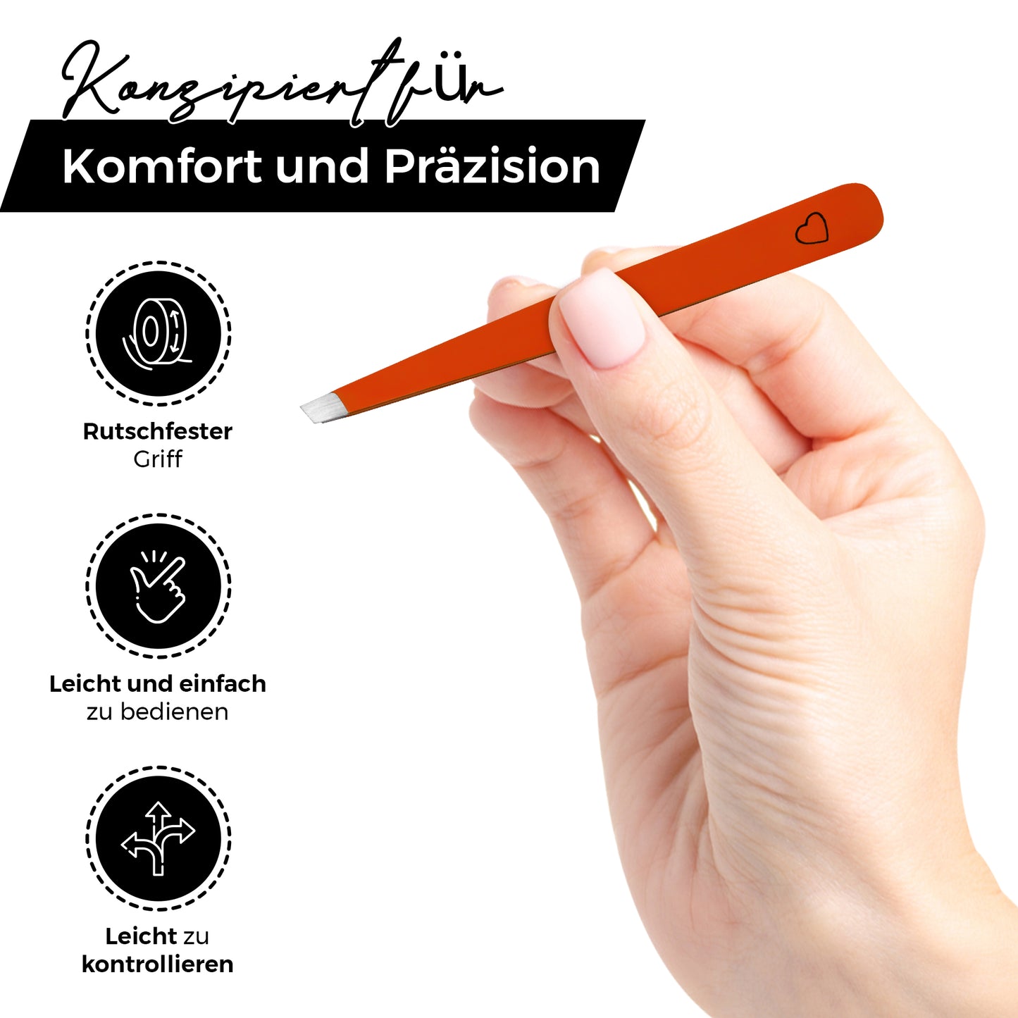 Augenbrauenpinzette mit schräger Spitze – Rot