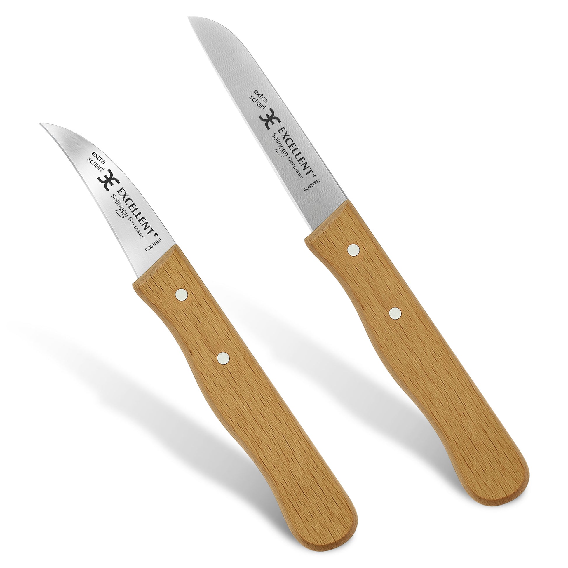 2-teiliges Gemüsemesser-Set aus Solingen – mit Echtholzgriff aus Buche