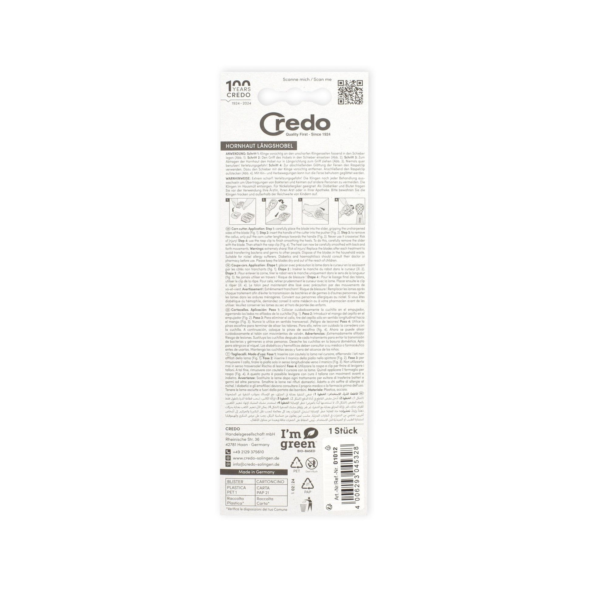 Credo Original Solinger Hornhauthobel - Grün