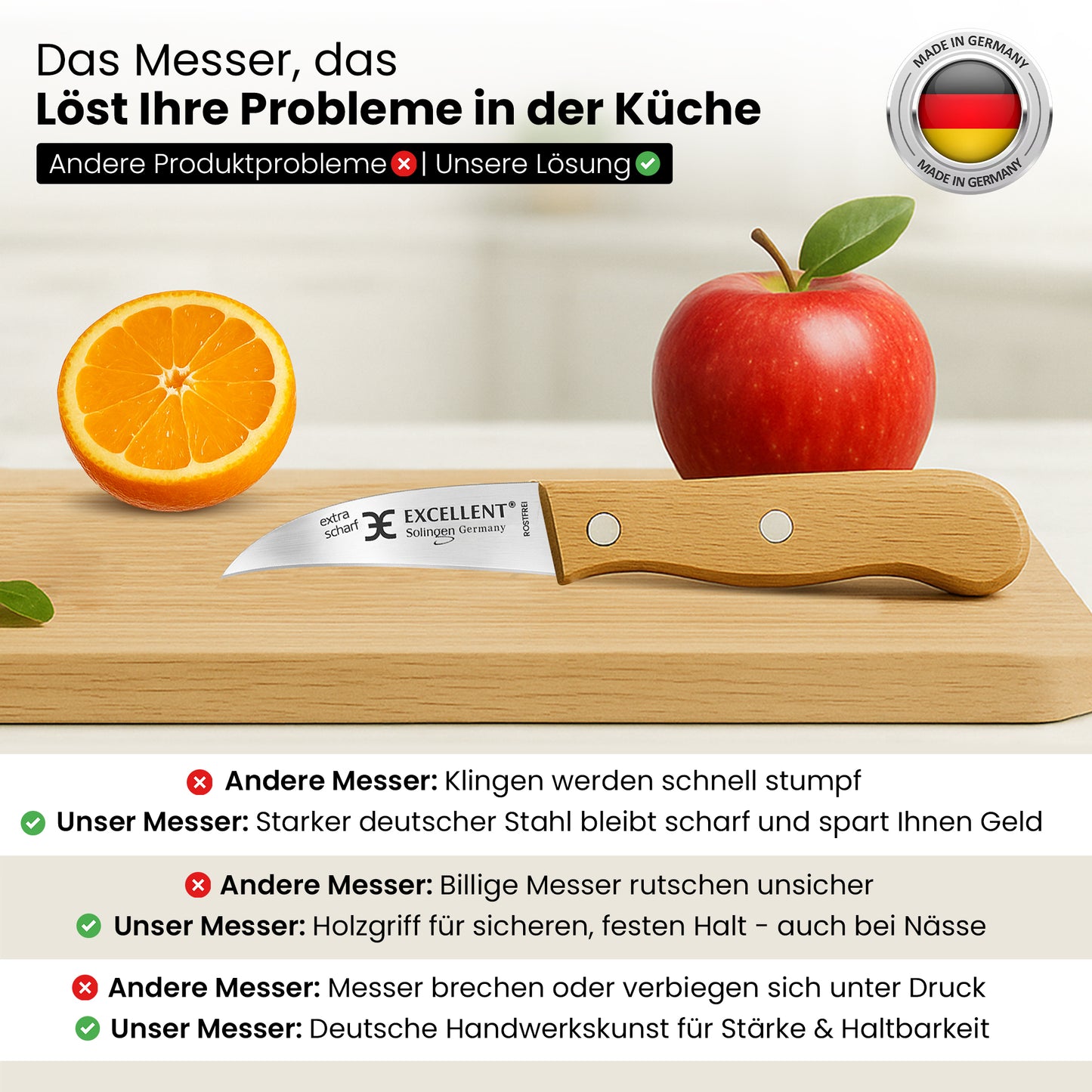 Solinger Küchenmesser - gebogene Schneide