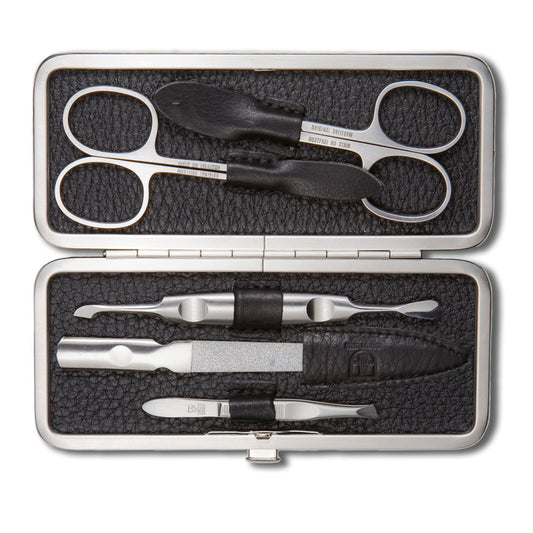 DREITURM 5-teiliges Maniküre-Etui – Qualität aus Solingen - Modell Nero - schwarz