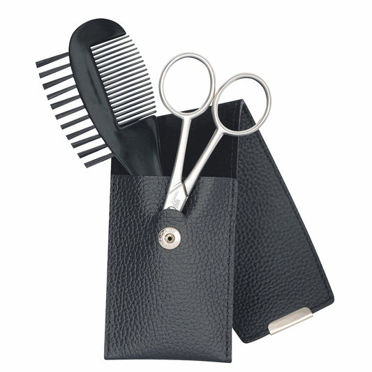 Erbe Bartpflege-Etui rostfrei 2-teilig Leder Schwarz