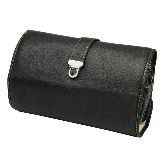Erbe Hänge-Kulturtasche Leder Schwarz – echtes Leder, Schwarz