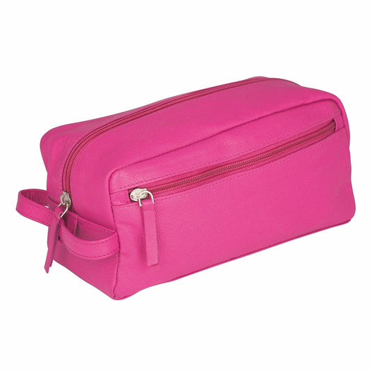 Erbe Kulturtasche Klein Leder Pink – echtes Leder, Pink