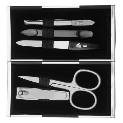 Erbe Magisches Manicure-Etui 5-teilig Schwarz Silbermatt
