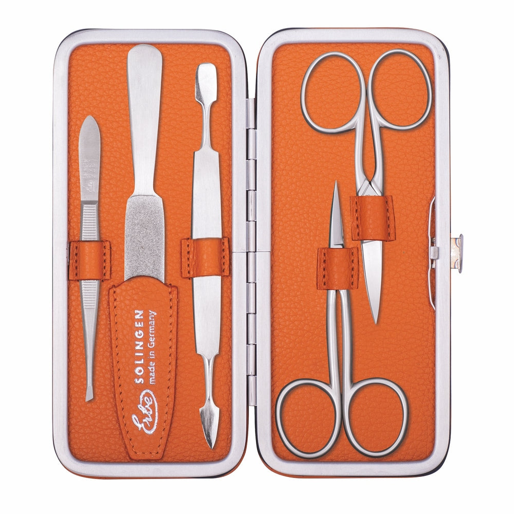 Erbe Maniküre Bügeletui inox Orange mit Haut- und Nagelschere