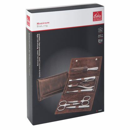 Erbe Manicure Druckknopfetui inox 7-teilig Antik Braun