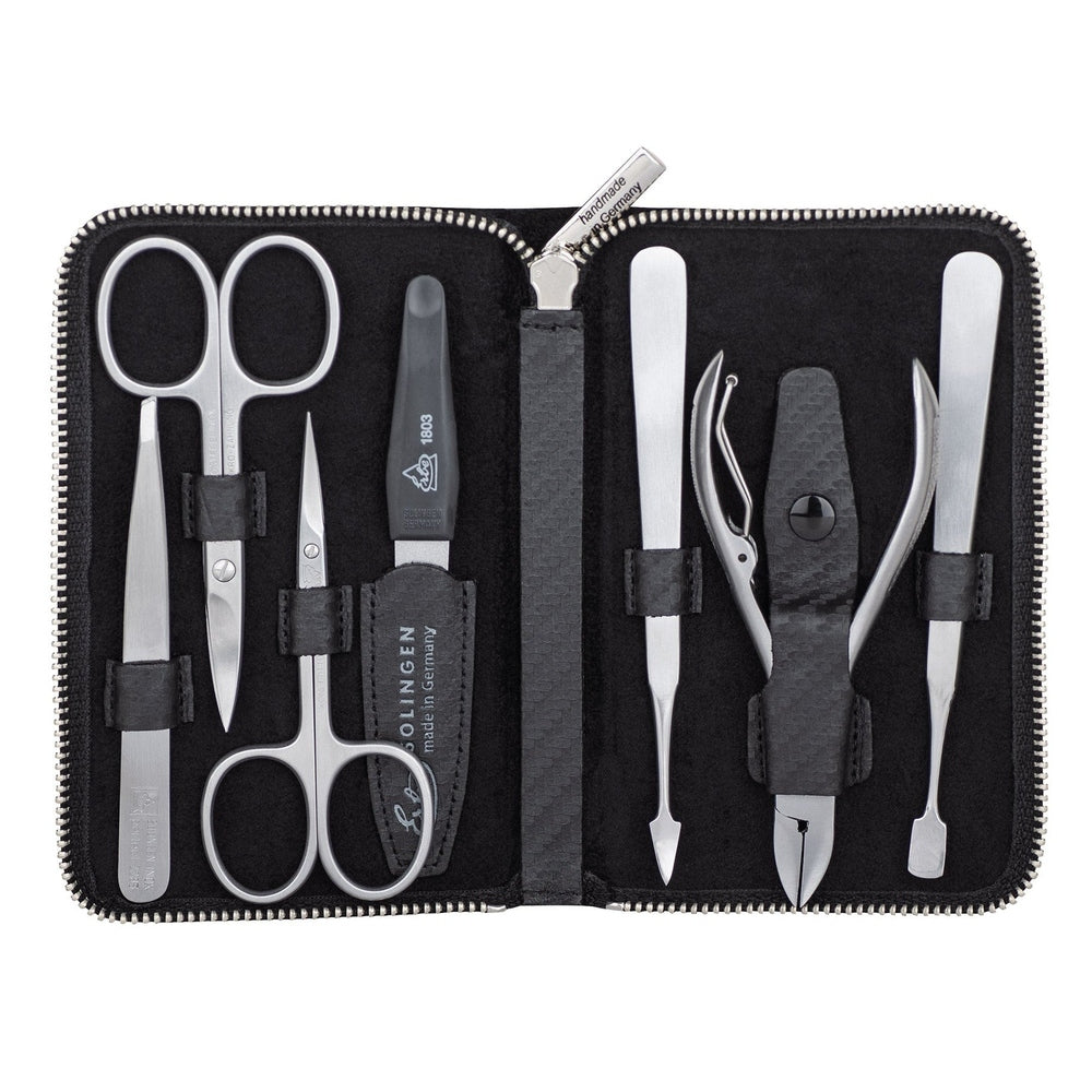 Erbe Manicure Etui Carbon 7-teilig inox
