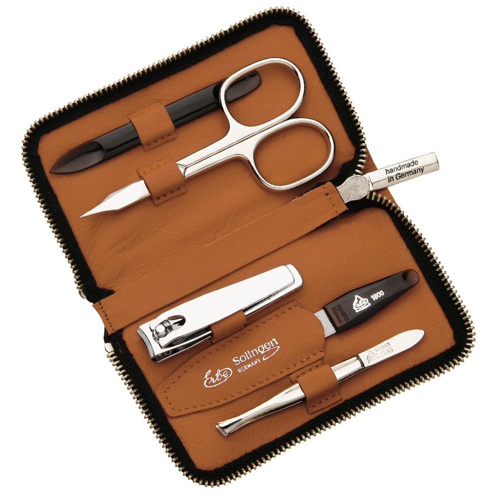 Erbe Manicure Reissverschlussetui Braun 5-teilig