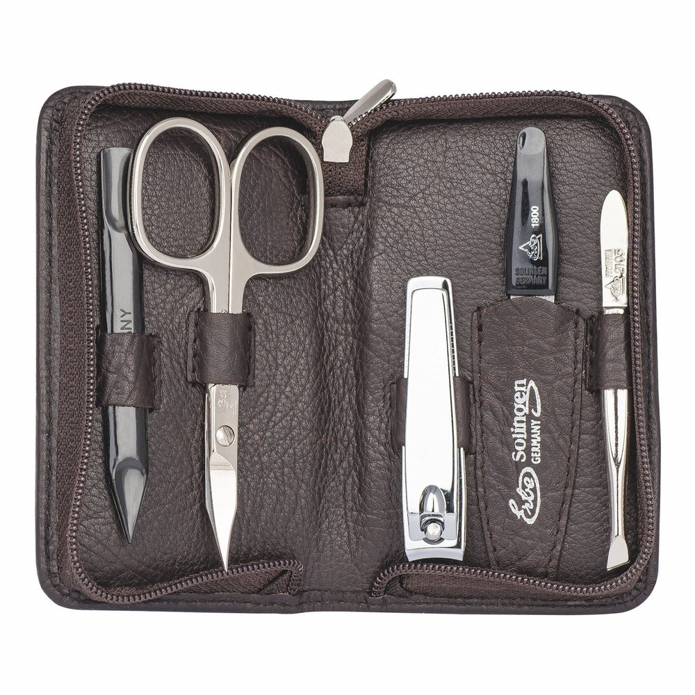 Erbe Manicure Reissverschlussetui Braun 5-teilig II