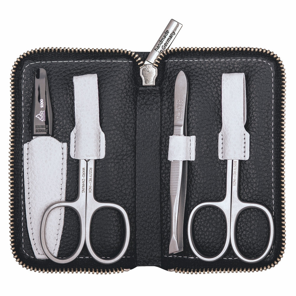 Erbe Manicure Reissverschlussetui inox Schwarz Weiss 4-teilig