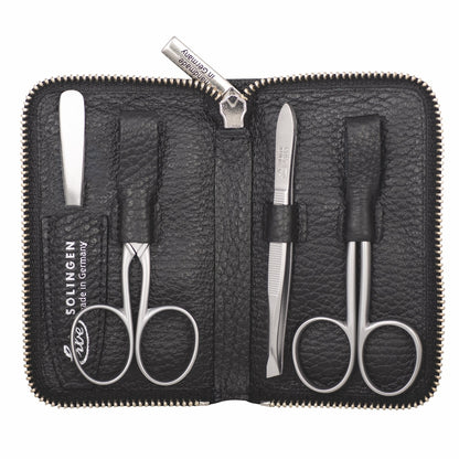 Erbe Manicure Reissverschlussetui inox Schwarz Piemont 4-teilig