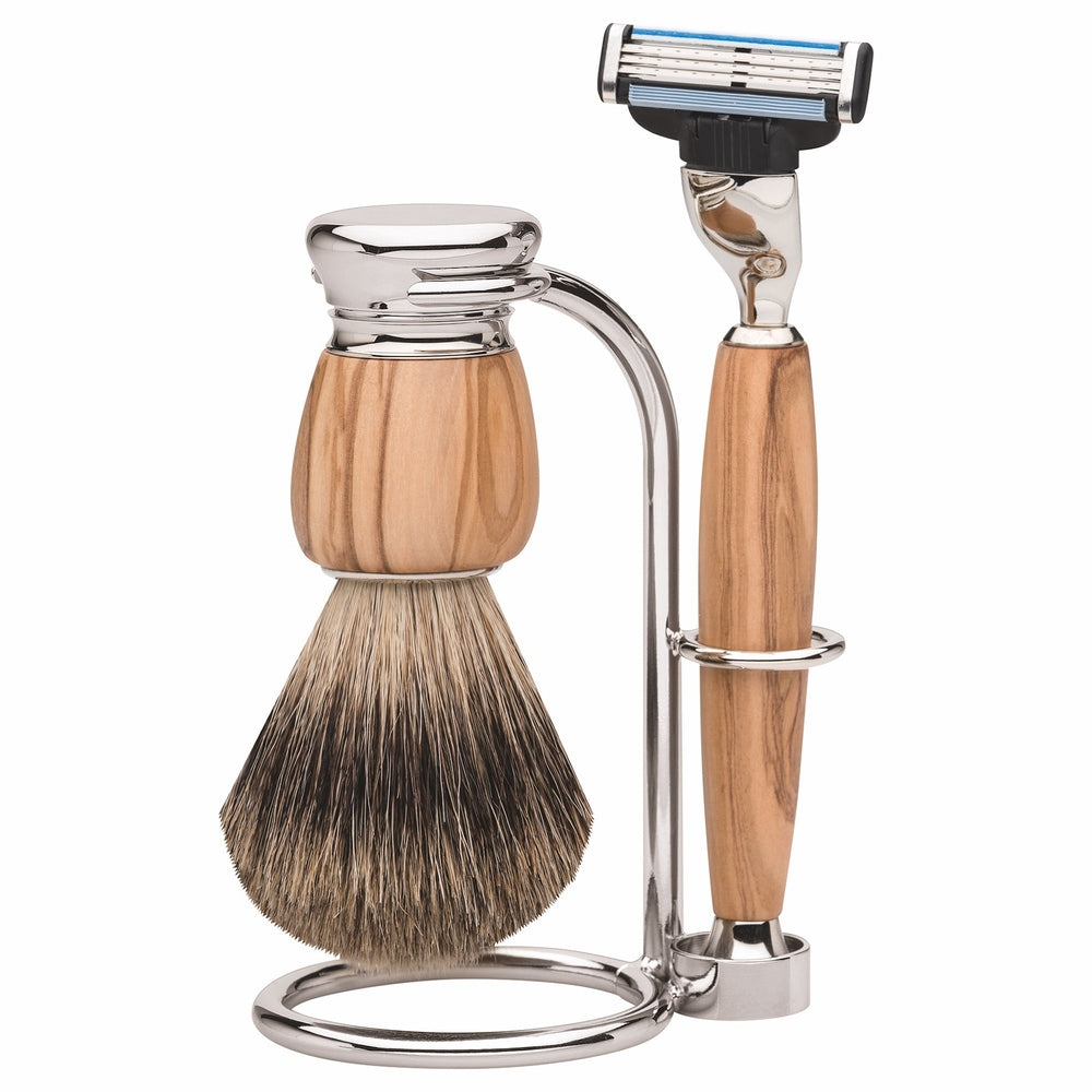 Erbe Milano Rasierset Gillette Mach3 Olivenholz 3-teilig