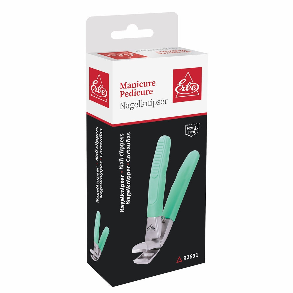 Erbe Nagelknipser Soft Grip Gruen inox