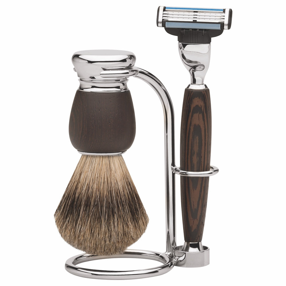 Erbe Rasiergarnitur Gillette MACH3 Milano Wengeholz Dachshaar