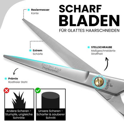 Excellent extra scharfe Premium Friseurschere – ergonomische Griffform