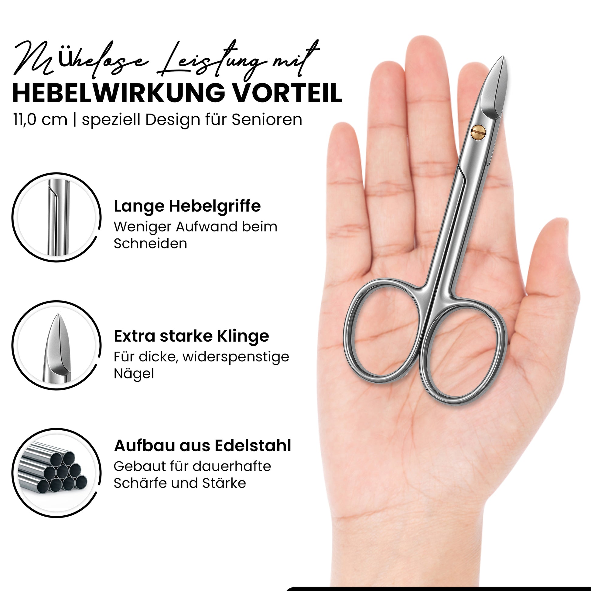 Fußnagelschere - extra langen Griffen - maximale Übertragung